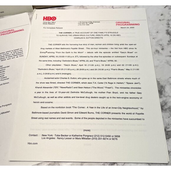 HBO Press Kit The Corner Mini Series 2000 Khandi Alexander T.K. Carter Slides - Picture 4 of 6